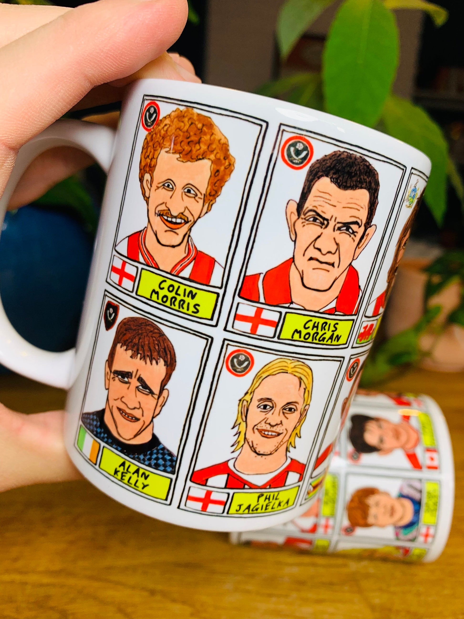 Sheffield United No Score Draws Mug Set - Set of TWO 11oz Ceramic Mugs with Wonky Panini sticker-style Blades SUFC No Score Draws Doodles