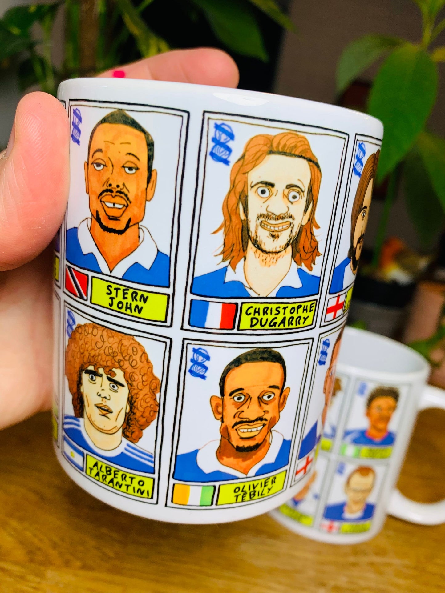 Birmingham City - Set of TWO 11oz Ceramic Mugs with Wonky Panini sticker-style No Score Draws Doodles of 24 BCFC Blues icons