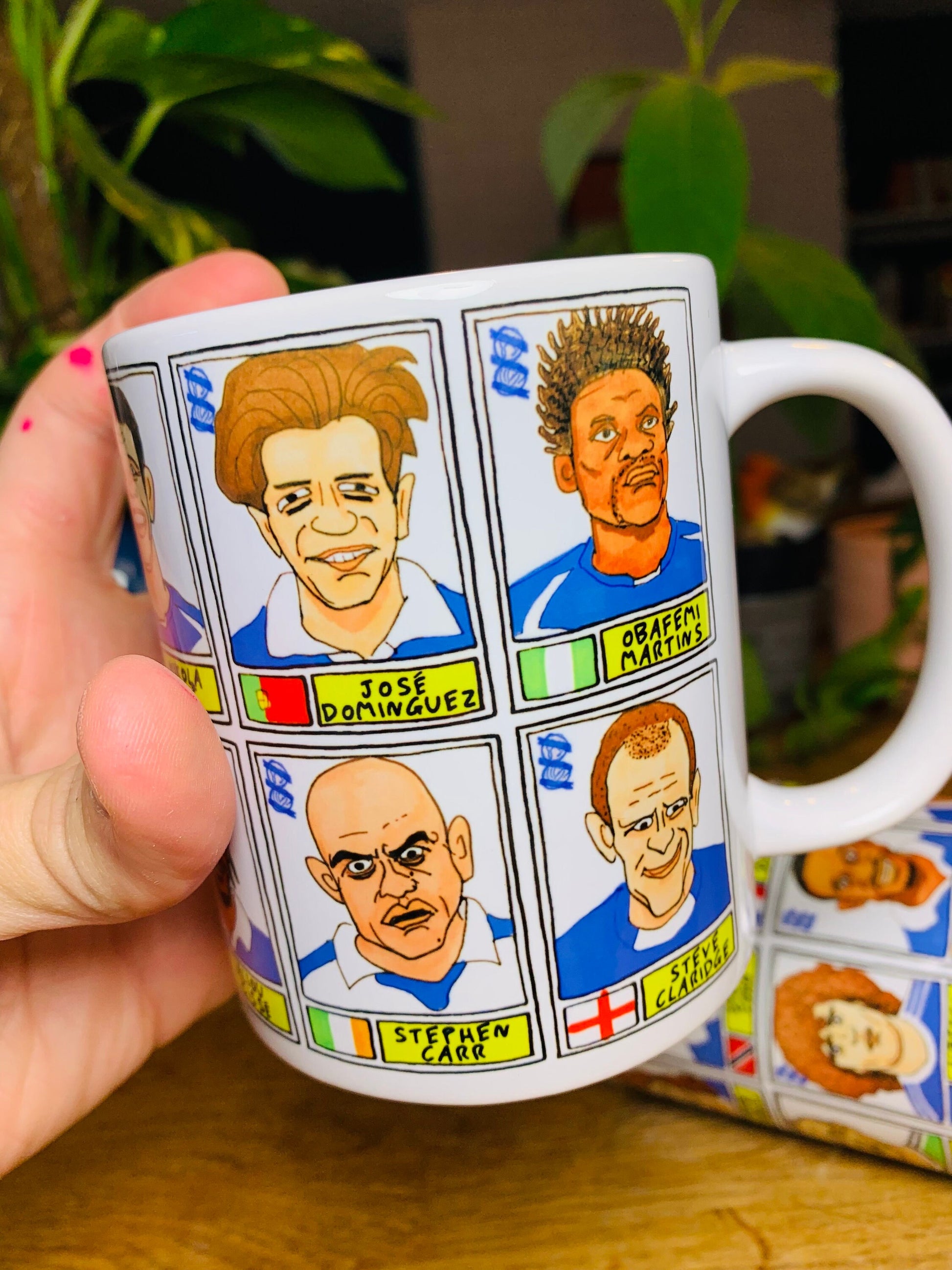 Birmingham City - Set of TWO 11oz Ceramic Mugs with Wonky Panini sticker-style No Score Draws Doodles of 24 BCFC Blues icons