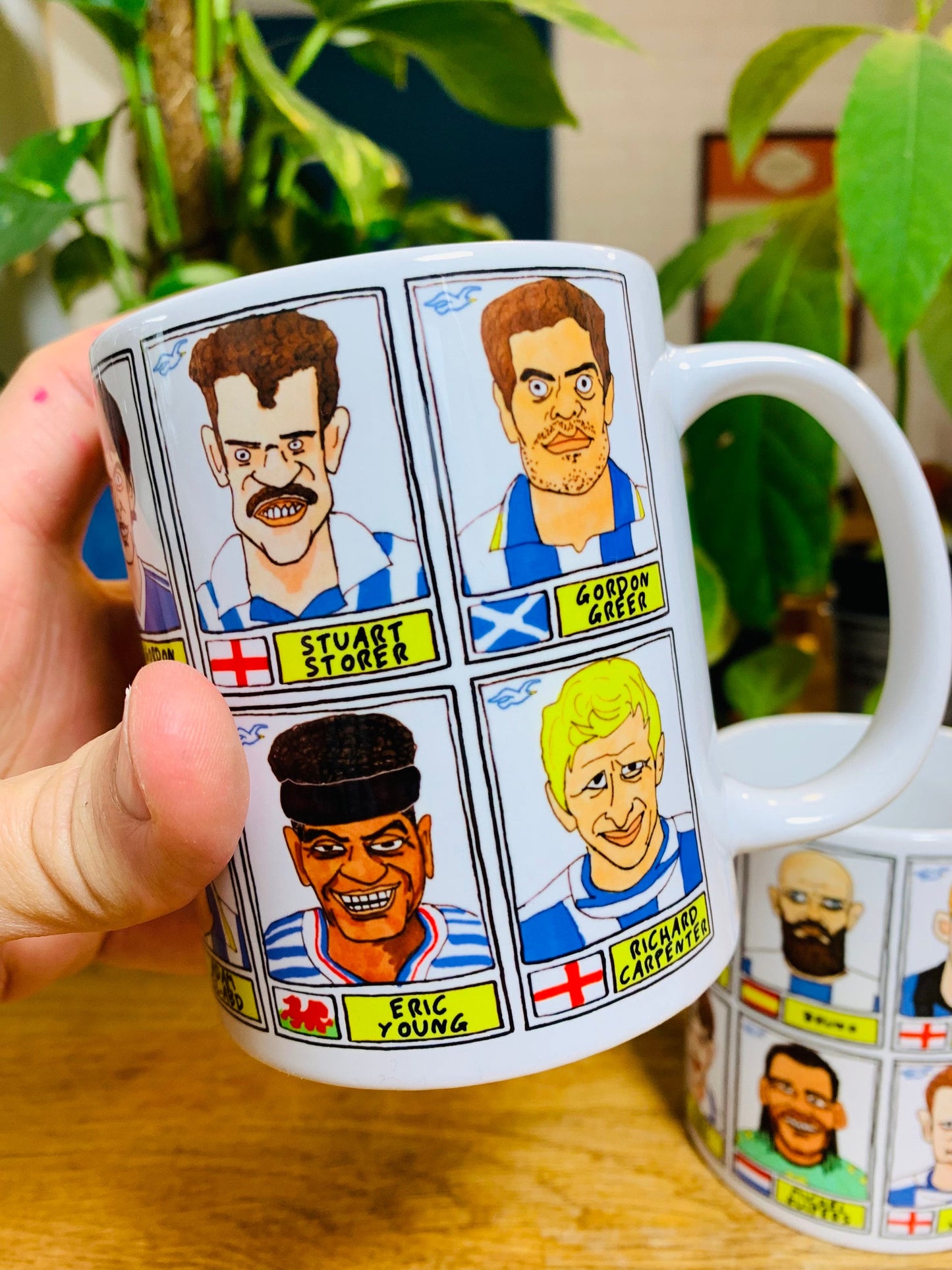 Brighton No Score Draws Mug Set - Set of TWO 11oz Ceramic Mugs with Wonky Panini sticker-style Seagulls BHA No Score Draws Doodles