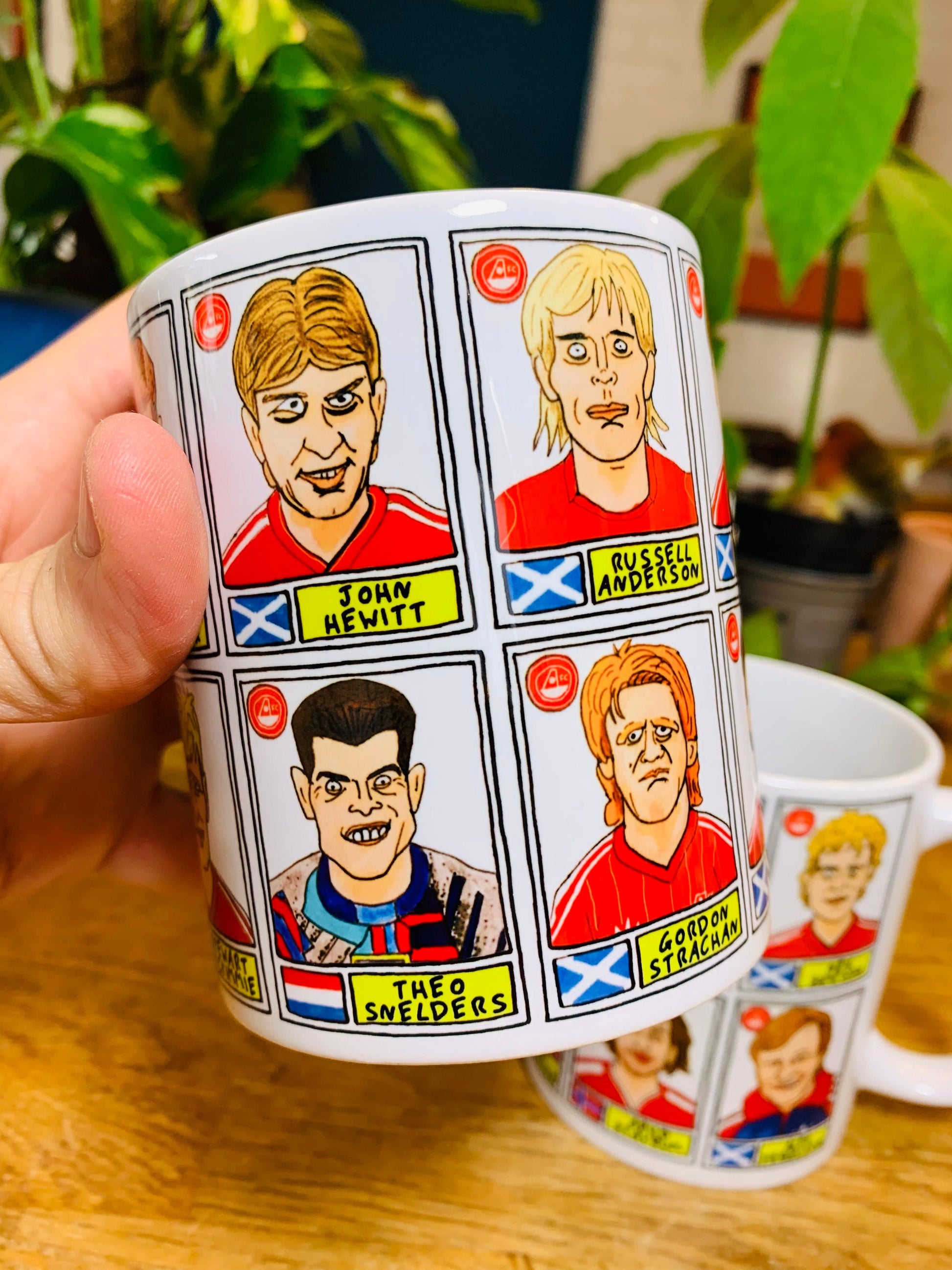 Aberdeen No Score Draws Mug Set - Set of TWO 11oz Ceramic Mugs with Wonky Panini sticker-style Aberdeen FC No Score Draws Doodles