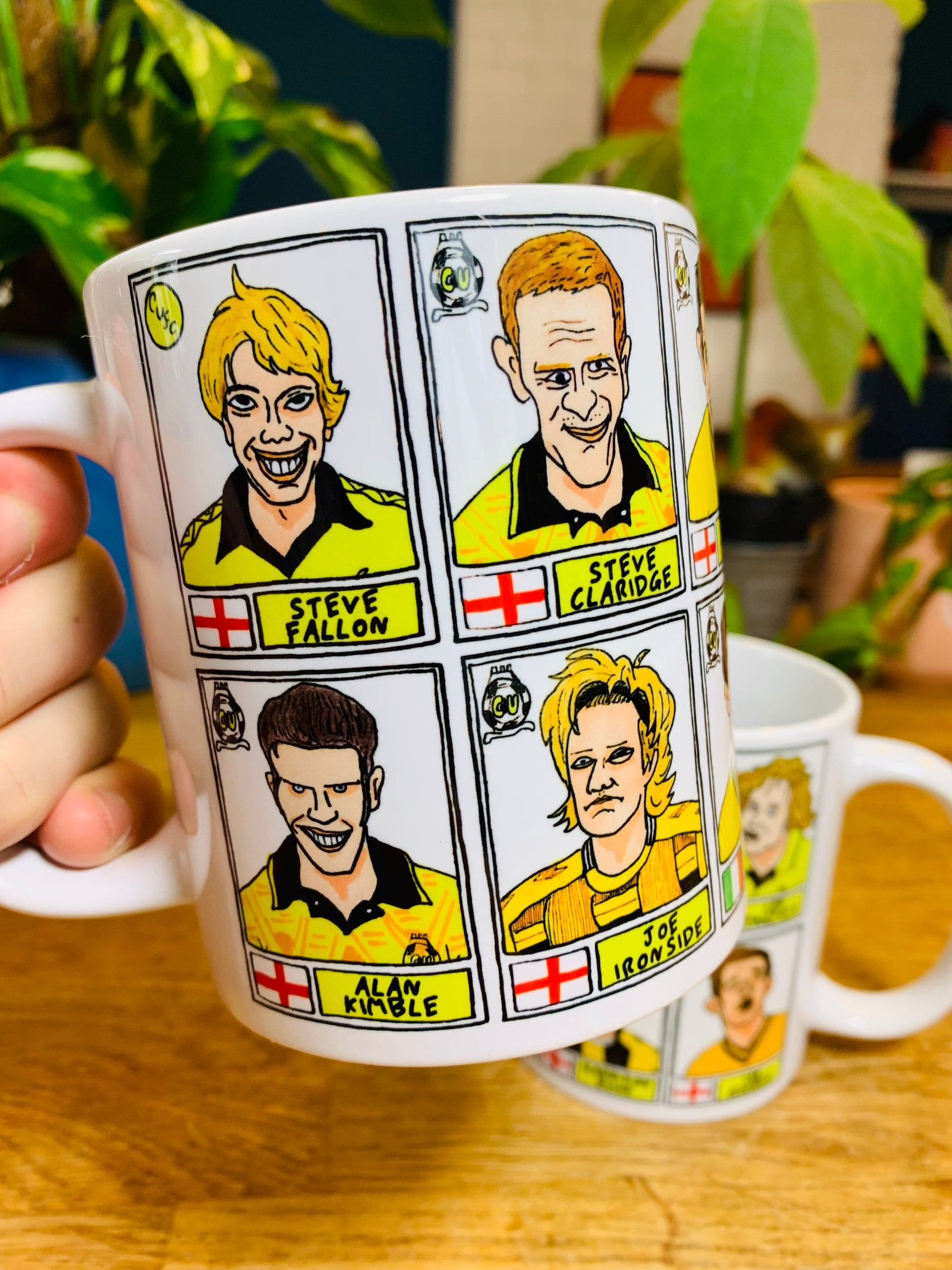 Cambridge United No Score Draws Mug Set - Set of TWO 11oz Ceramic Mugs with Wonky Panini sticker-style CUFC Abbey U's No Score Draws Doodles