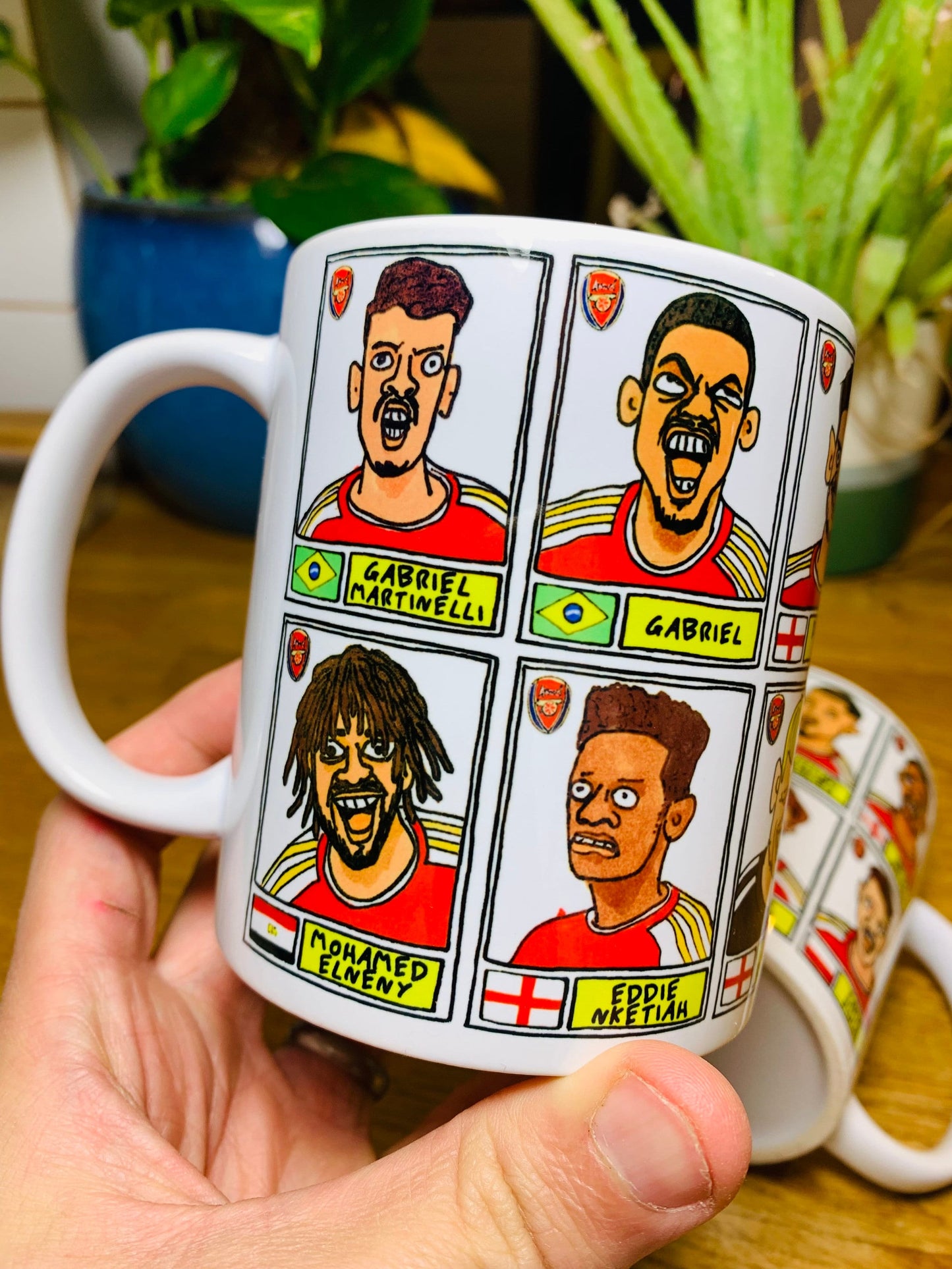 Arsenal Vol 3 No Score Draws Mug Set - Set of TWO 11oz Ceramic Mugs with Wonky Panini-doodles of AFC's 23/24 Premier League Squad Gunners