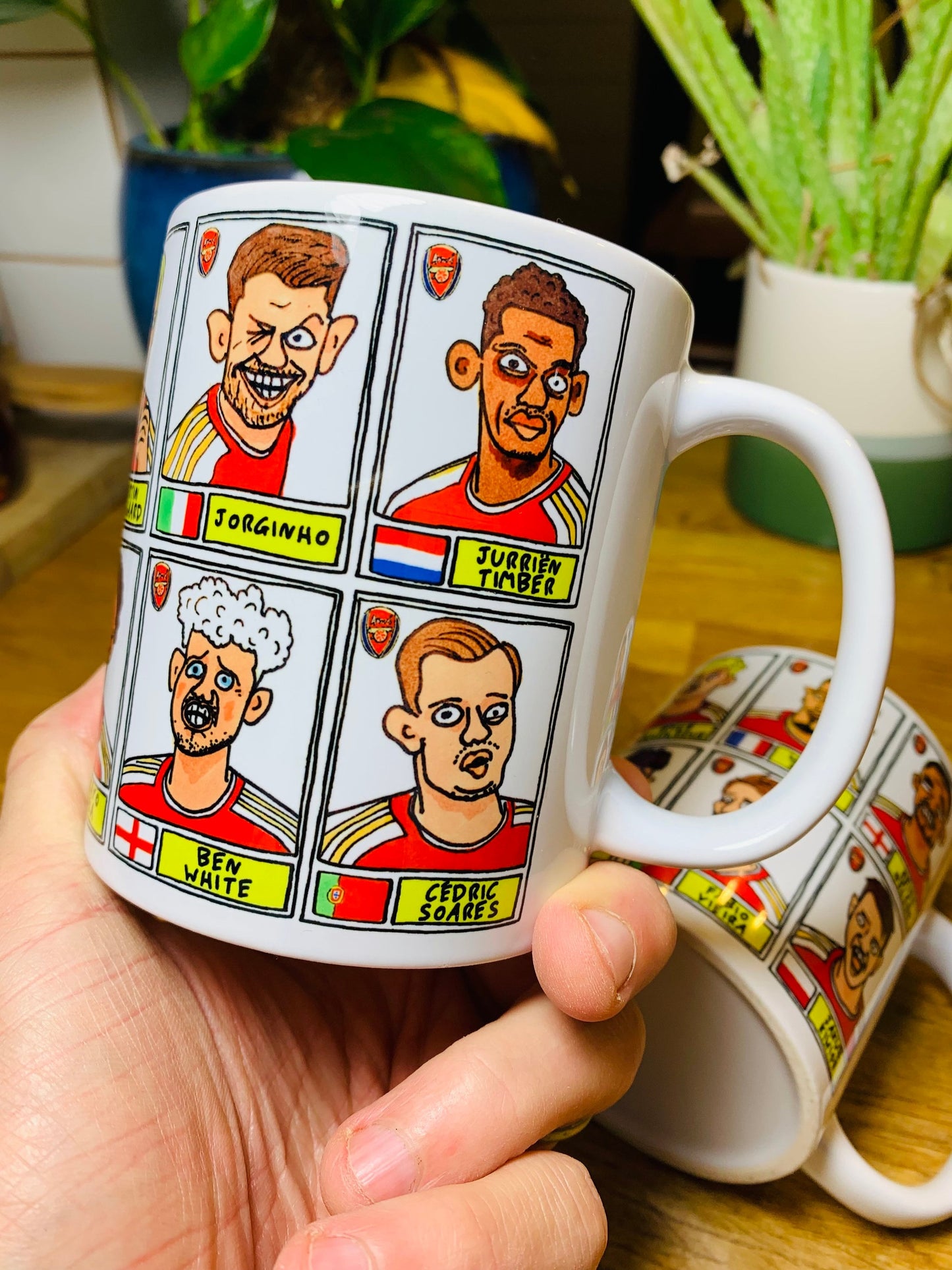 Arsenal Vol 3 No Score Draws Mug Set - Set of TWO 11oz Ceramic Mugs with Wonky Panini-doodles of AFC's 23/24 Premier League Squad Gunners