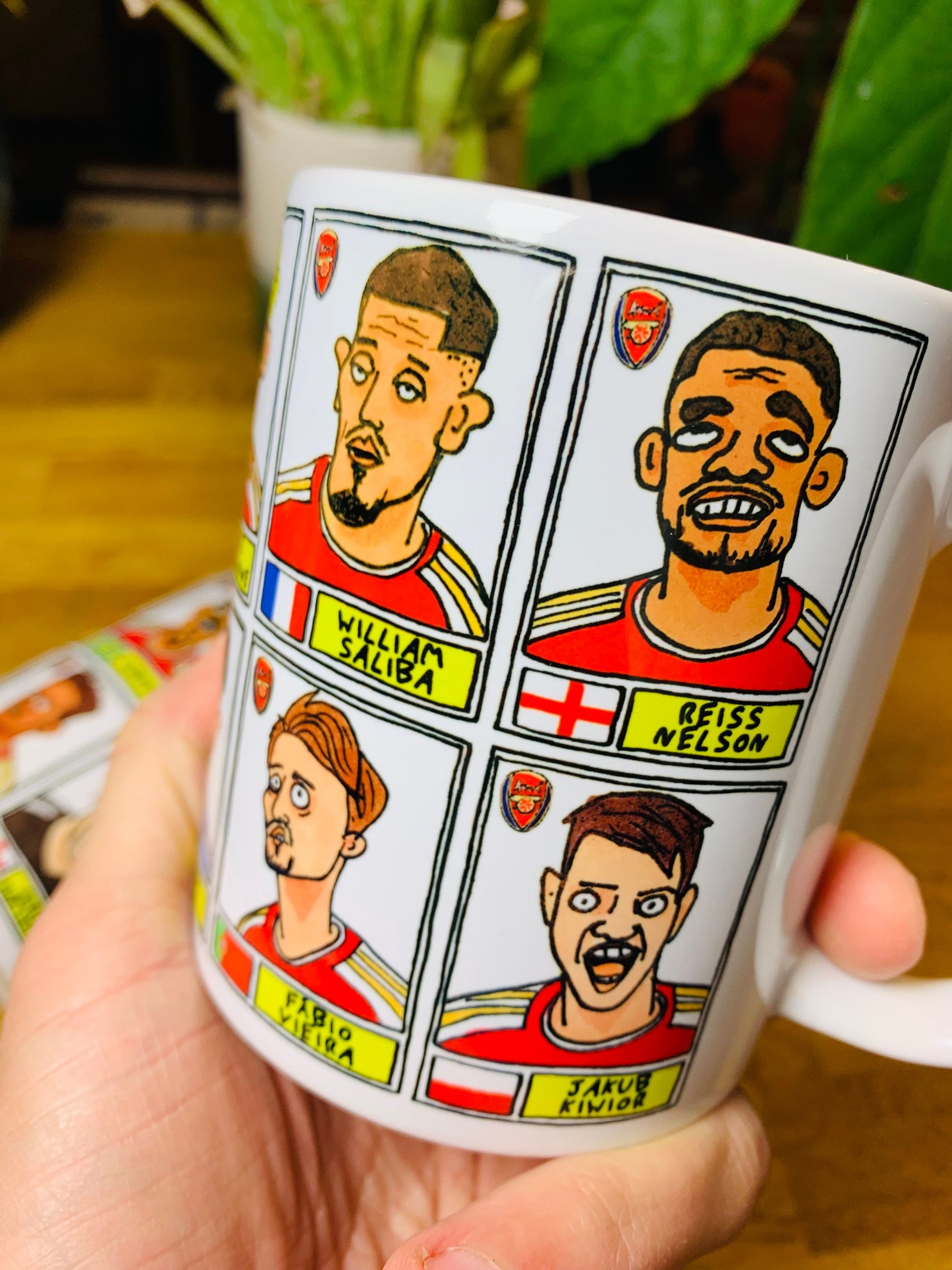 Arsenal Vol 3 No Score Draws Mug Set - Set of TWO 11oz Ceramic Mugs with Wonky Panini-doodles of AFC's 23/24 Premier League Squad Gunners