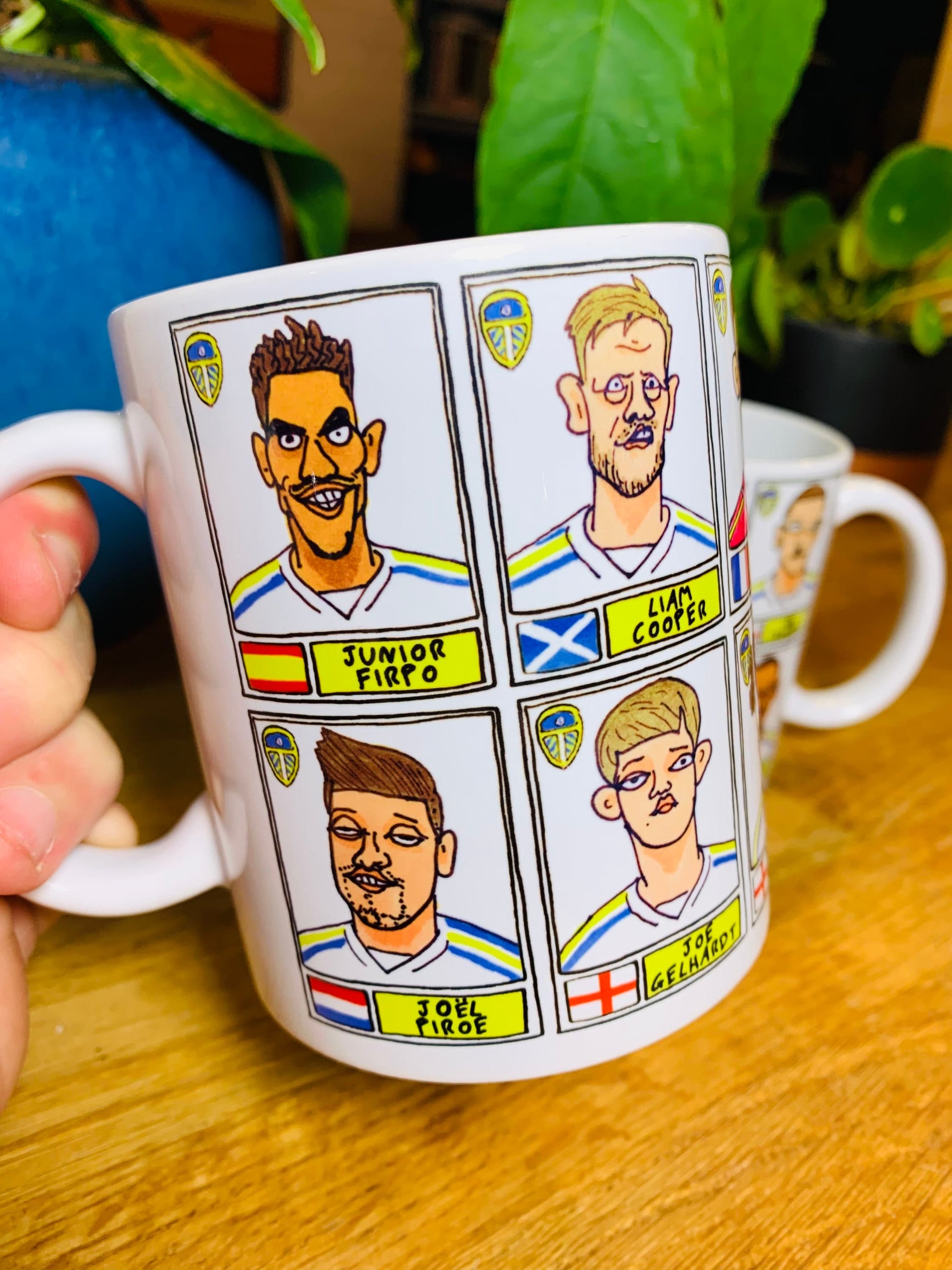 Leeds United Vol 3 No Score Draws Mug Set - Set of TWO 11oz Ceramic Mugs with Wonky Panini sticker-style LUFC 23/24 Farkeball Doodles