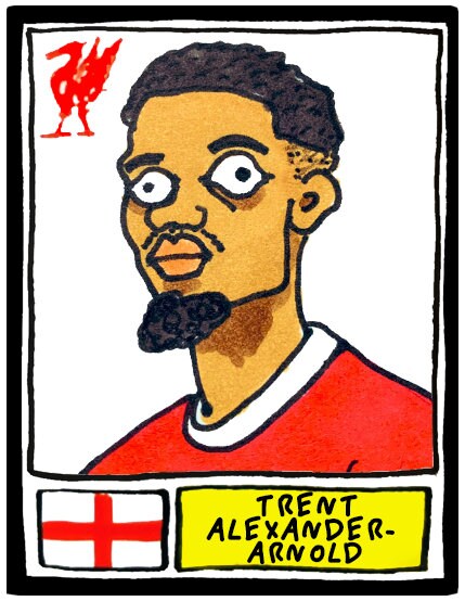 Liverpool Vol 5 - No Score Draws Klopp 23-24 Edition - A3 print of 25 hand-drawn Panini-style Doodles of Jurgen Klopp's LFC 23-24 EPL Squad