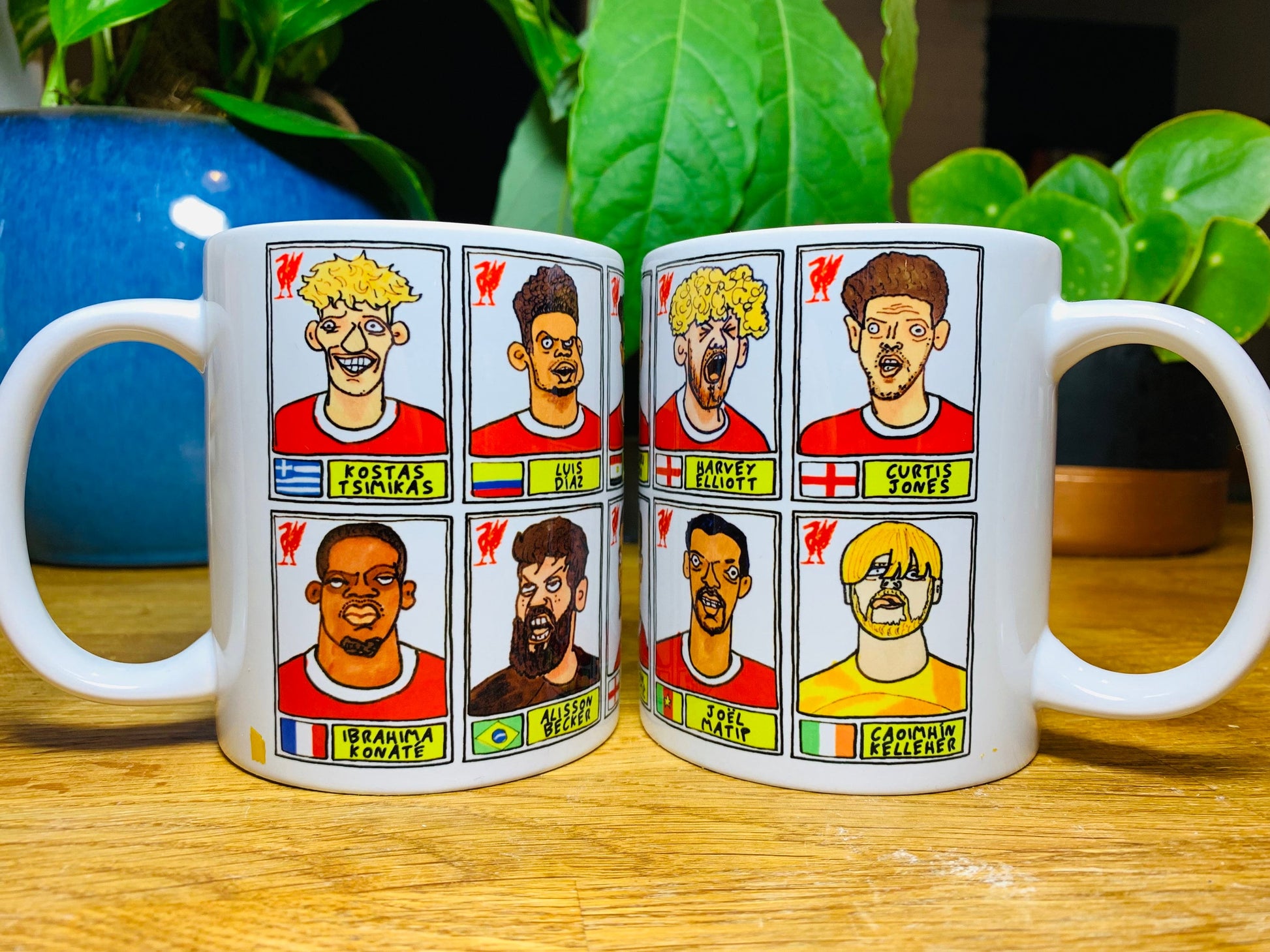 Liverpool Vol 5 23-24 Klopp No Score Draws Mug Set - Set of TWO 11oz Ceramic Mugs with 24 Wonky Panini sticker-style LFC Football Doodles