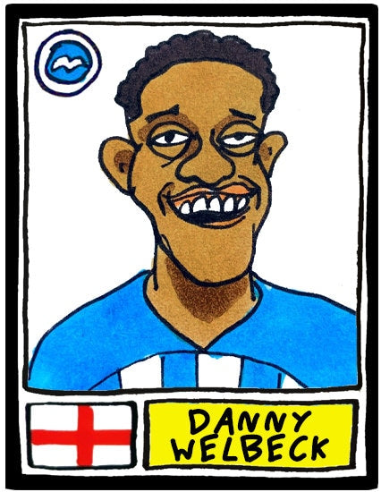 Brighton Vol 2 - No Score Draw De Zerbi Ball Edition - A3 print of 26 hand-drawn Panini-style wonky doodles of De Zerbi's BHAFC 23/24 Team