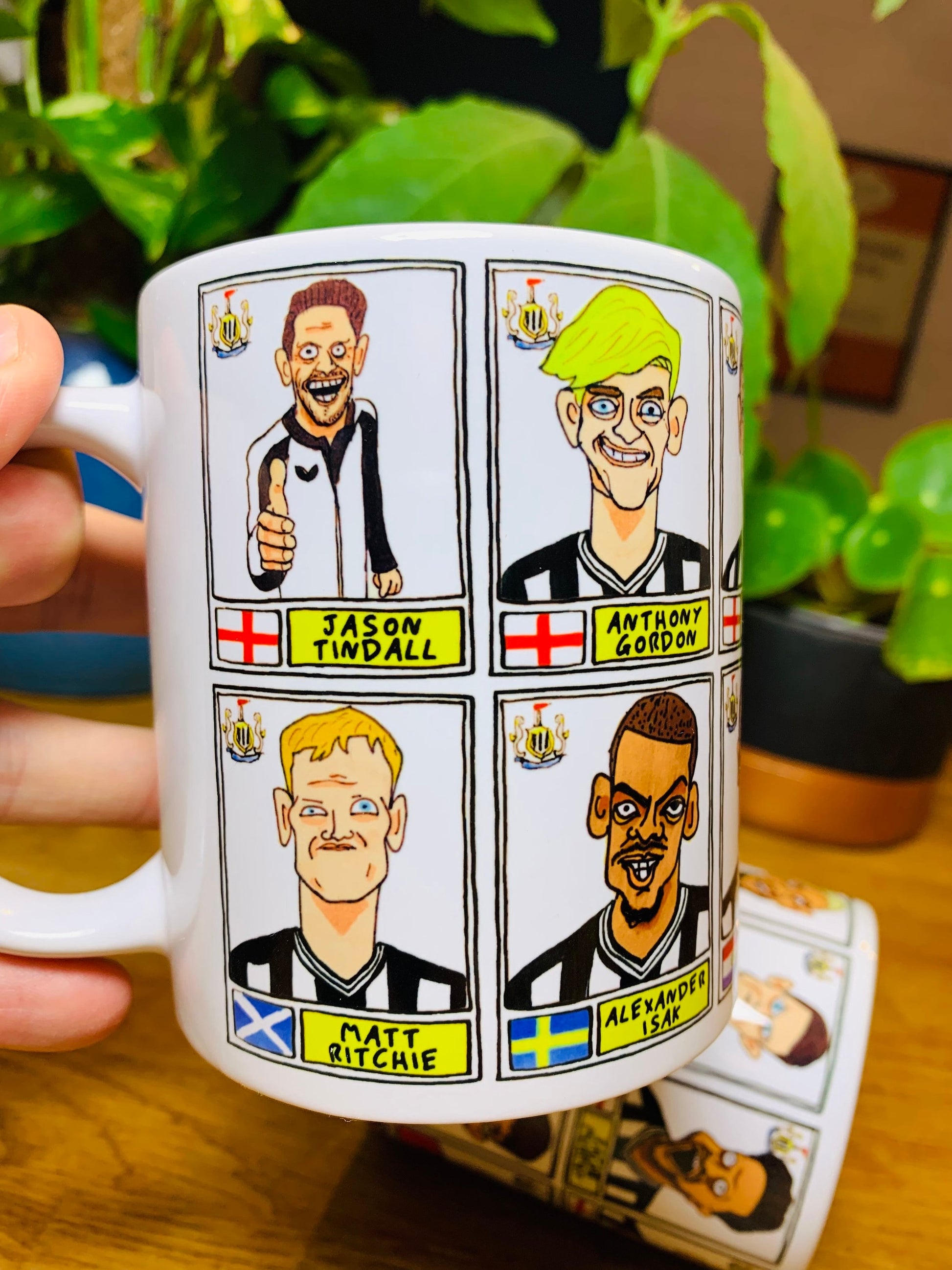 Newcastle Volume 2 No Score Draws Mug Set - Set of TWO 11oz Ceramic Mugs with Wonky Panini-style Doodles of the Magpies' 22/23 Squad