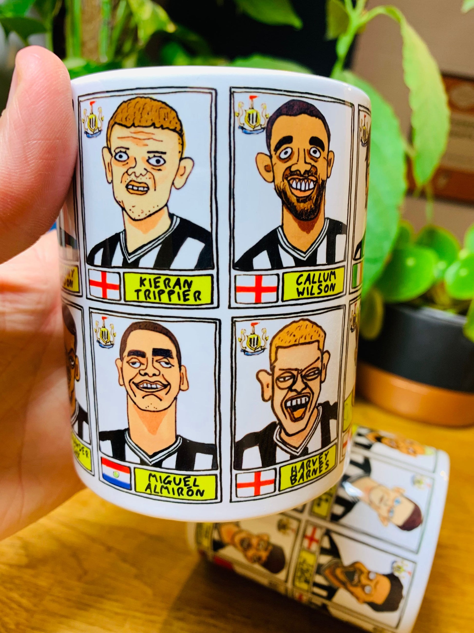 Newcastle Volume 2 No Score Draws Mug Set - Set of TWO 11oz Ceramic Mugs with Wonky Panini-style Doodles of the Magpies' 22/23 Squad