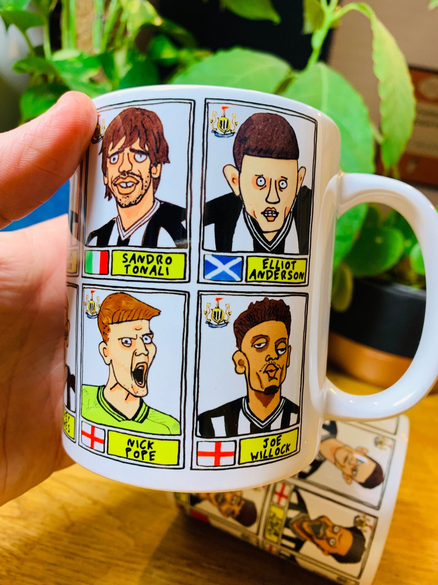 Newcastle Volume 2 No Score Draws Mug Set - Set of TWO 11oz Ceramic Mugs with Wonky Panini-style Doodles of the Magpies' 22/23 Squad