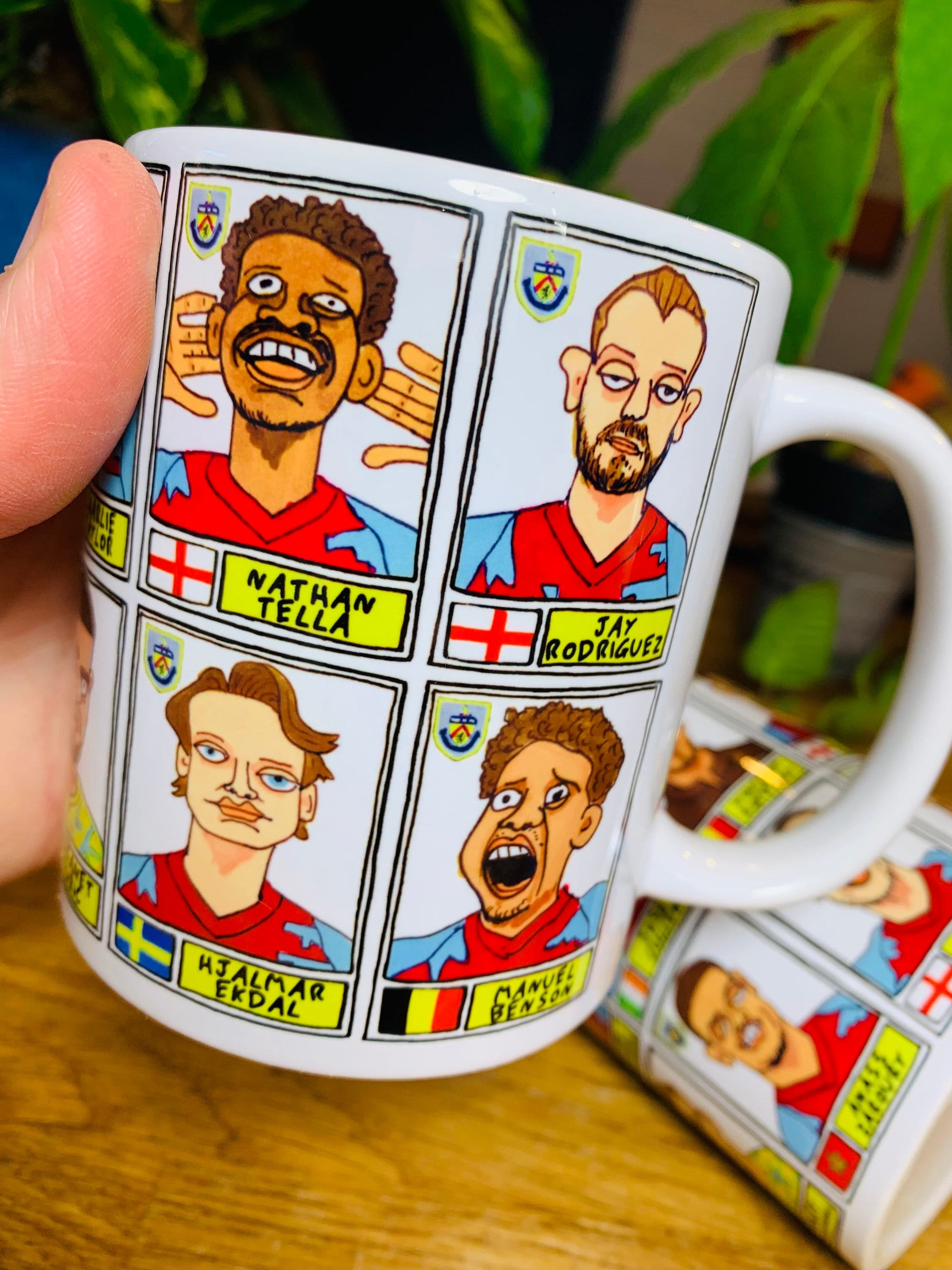 Burnley Vol 2 No Score Draws Mug Set - Set of 2 11oz Ceramic Mugs with Wonky Panini-doodles of Kompany's 22-23 Clarets Promotion Winners