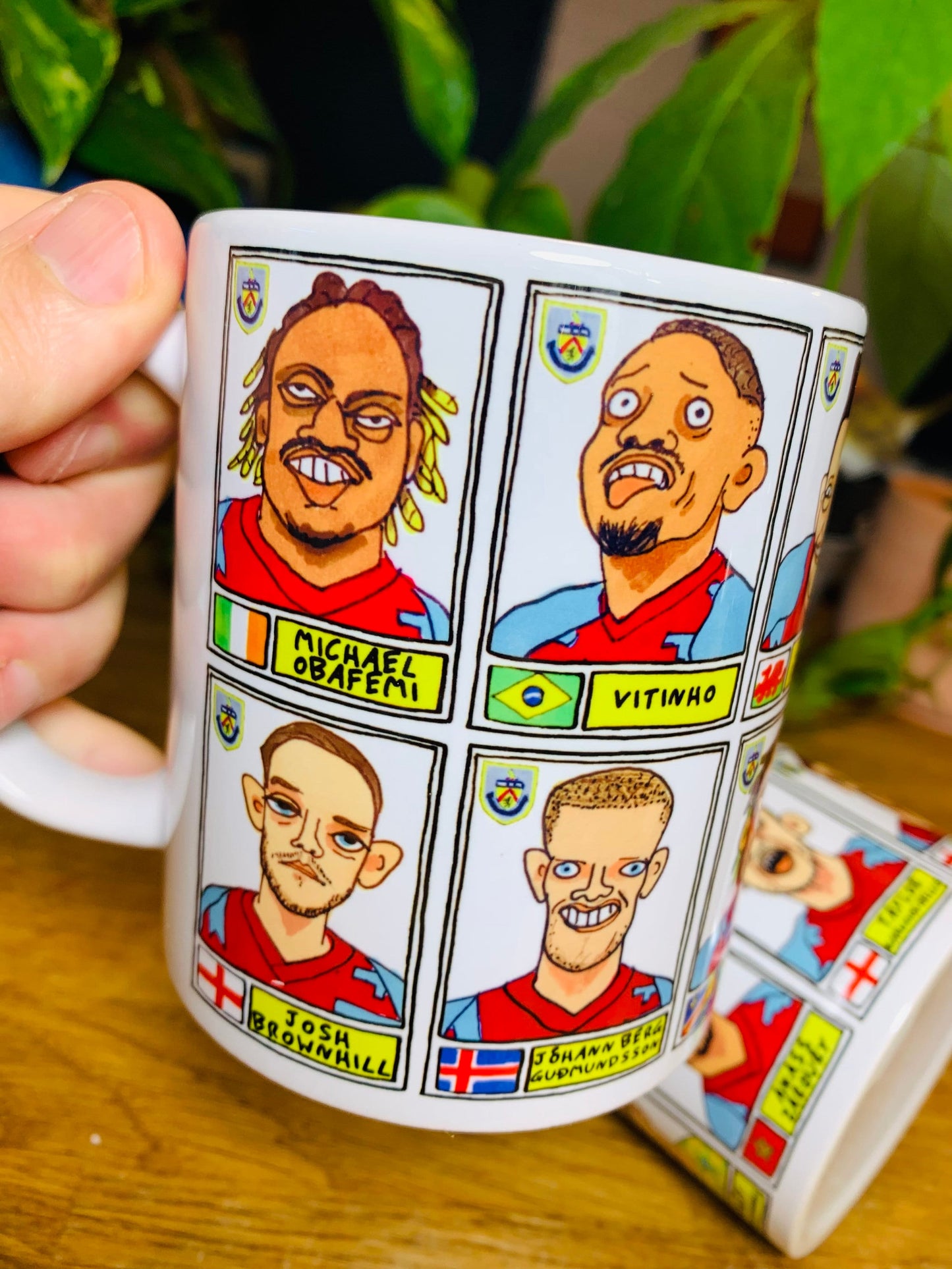 Burnley Vol 2 No Score Draws Mug Set - Set of 2 11oz Ceramic Mugs with Wonky Panini-doodles of Kompany's 22-23 Clarets Promotion Winners