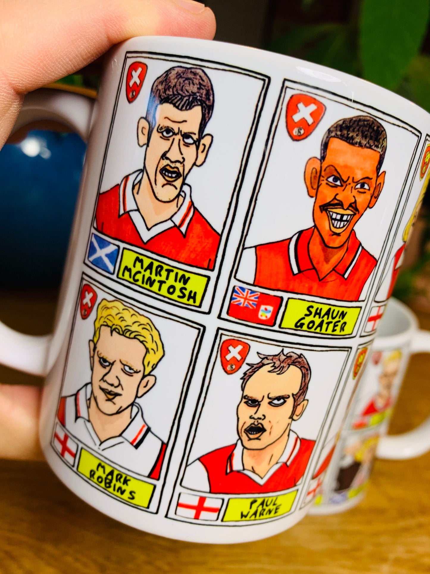 Rotherham United No Score Draws Mug Set - Set of TWO 11oz Ceramic Mugs with Wonky Panini sticker-style RUFC Millers No Score Draws Doodles