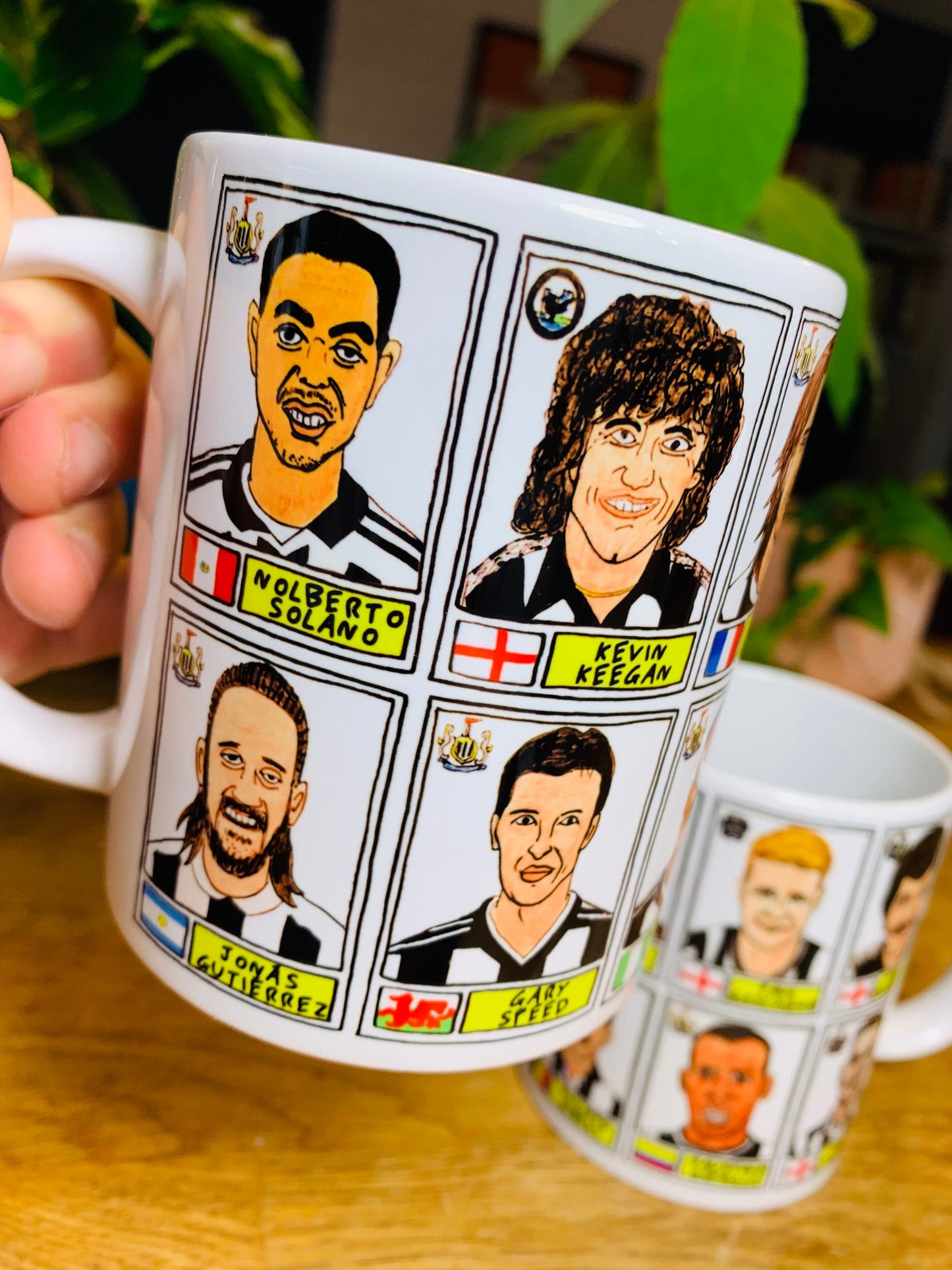 Newcastle United No Score Draws Mug Set - Set of TWO 11oz Ceramic Mugs with Wonky Panini sticker-style No Score Draws Doodles of NUFC icons