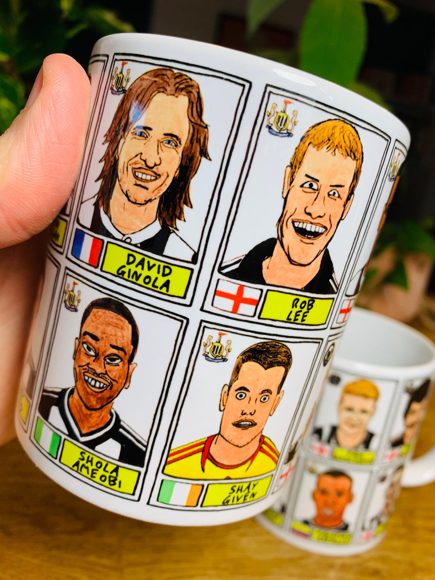 Newcastle United No Score Draws Mug Set - Set of TWO 11oz Ceramic Mugs with Wonky Panini sticker-style No Score Draws Doodles of NUFC icons