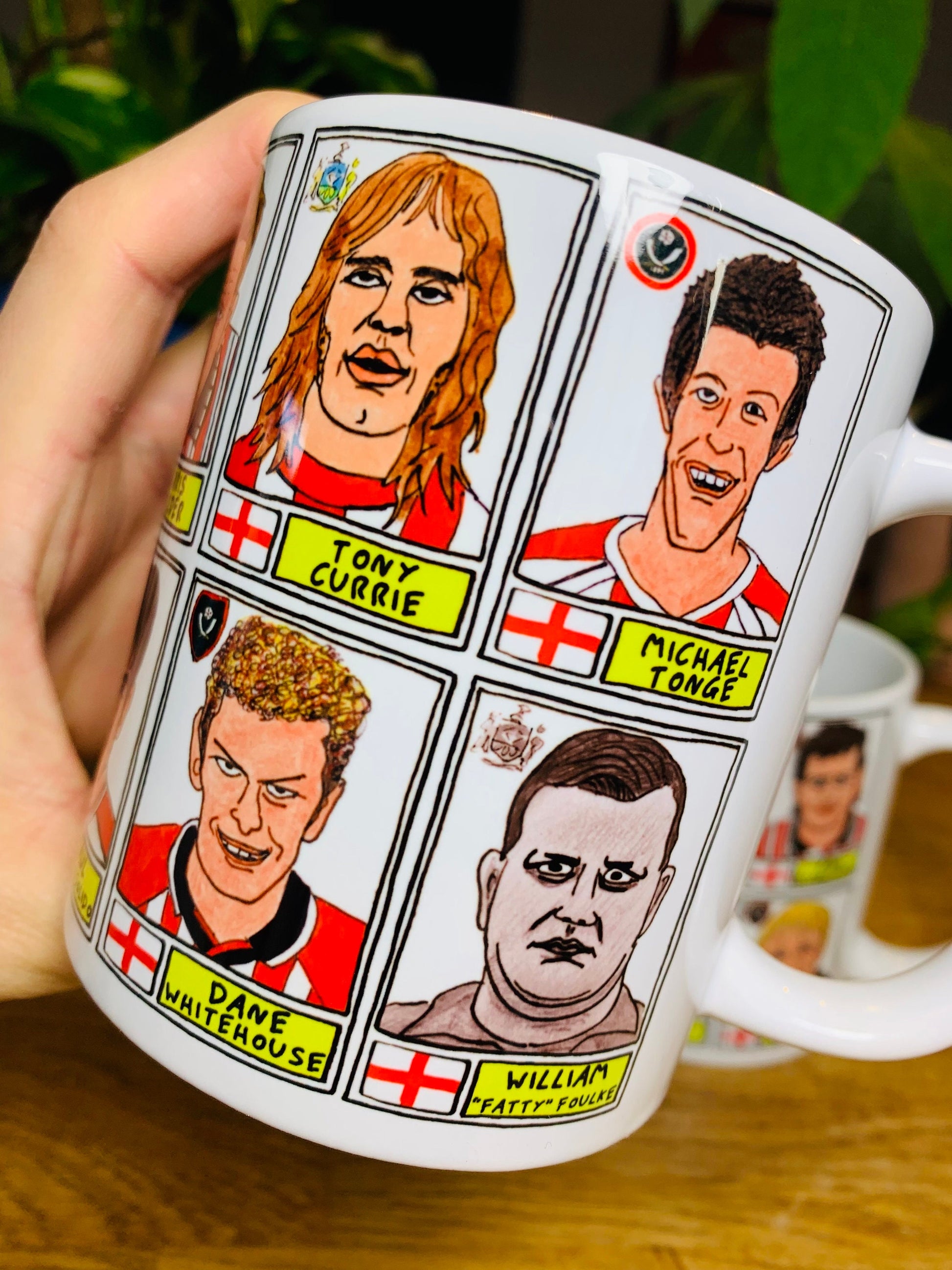 Sheffield United No Score Draws Mug Set - Set of TWO 11oz Ceramic Mugs with Wonky Panini sticker-style Blades SUFC No Score Draws Doodles