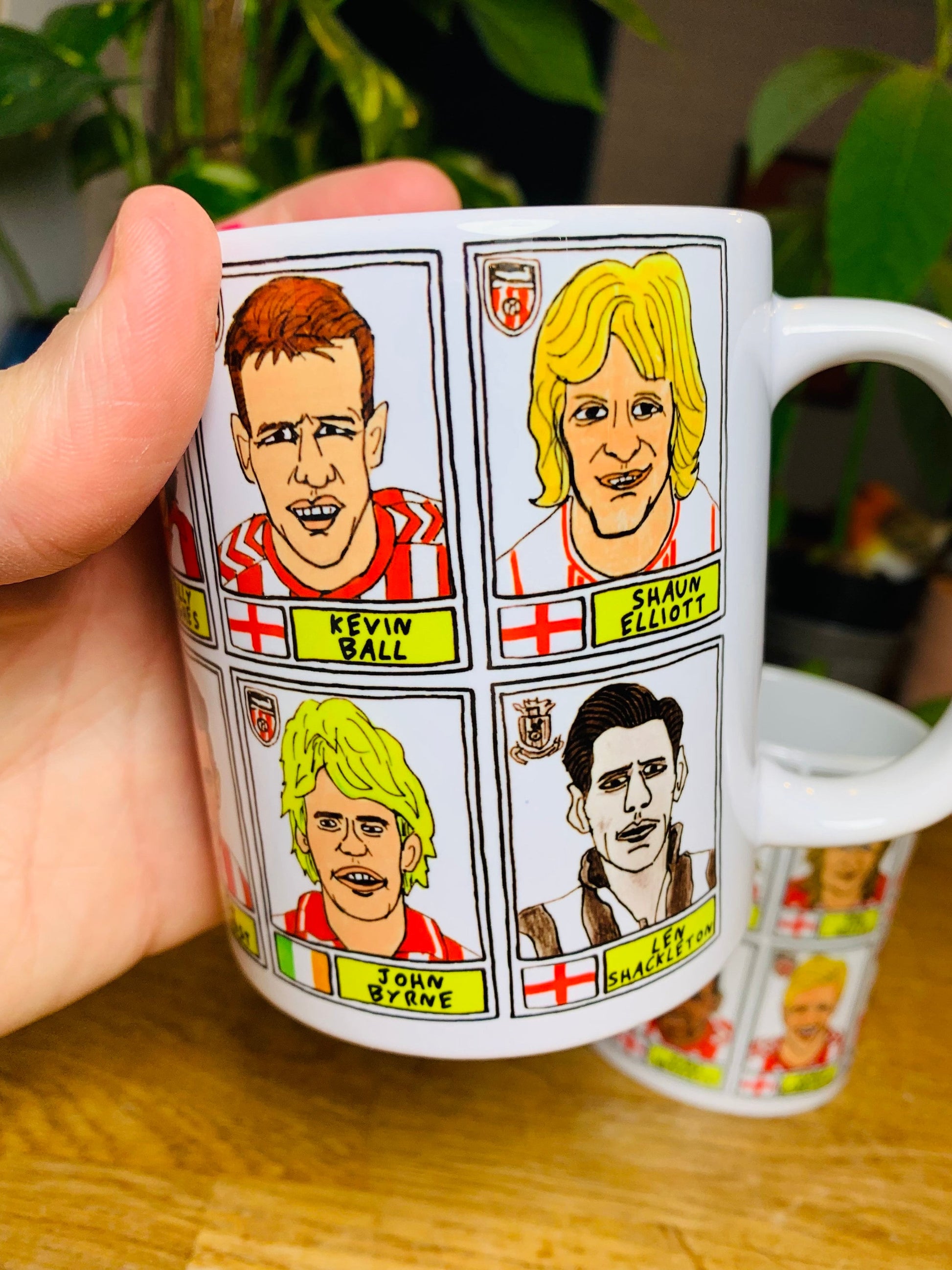 Sunderland No Score Draws Mug Set - Set of TWO 11oz Ceramic Mugs with Wonky Panini sticker-style Black Cats SAFC No Score Draws Doodles