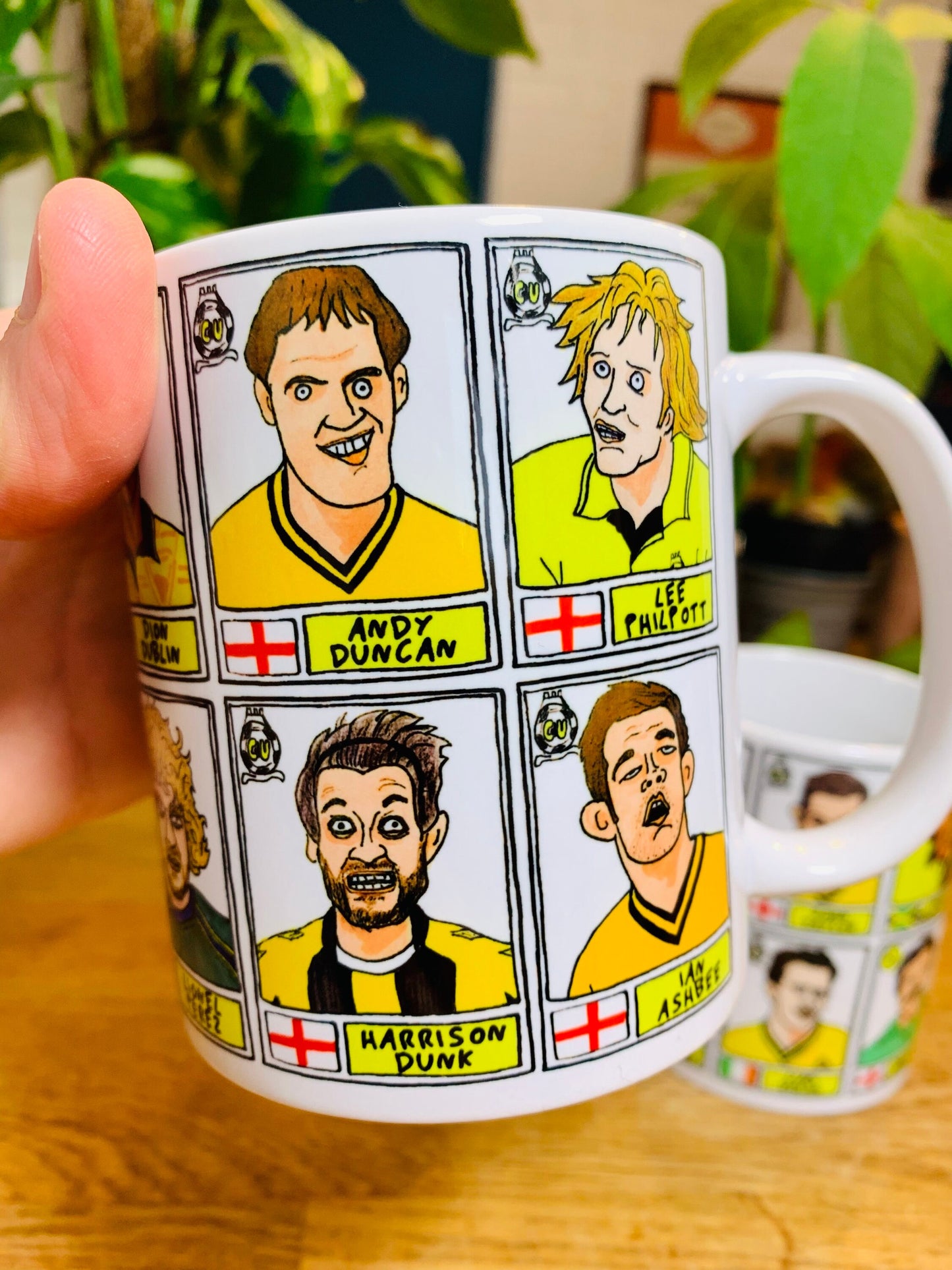 Cambridge United No Score Draws Mug Set - Set of TWO 11oz Ceramic Mugs with Wonky Panini sticker-style CUFC Abbey U's No Score Draws Doodles