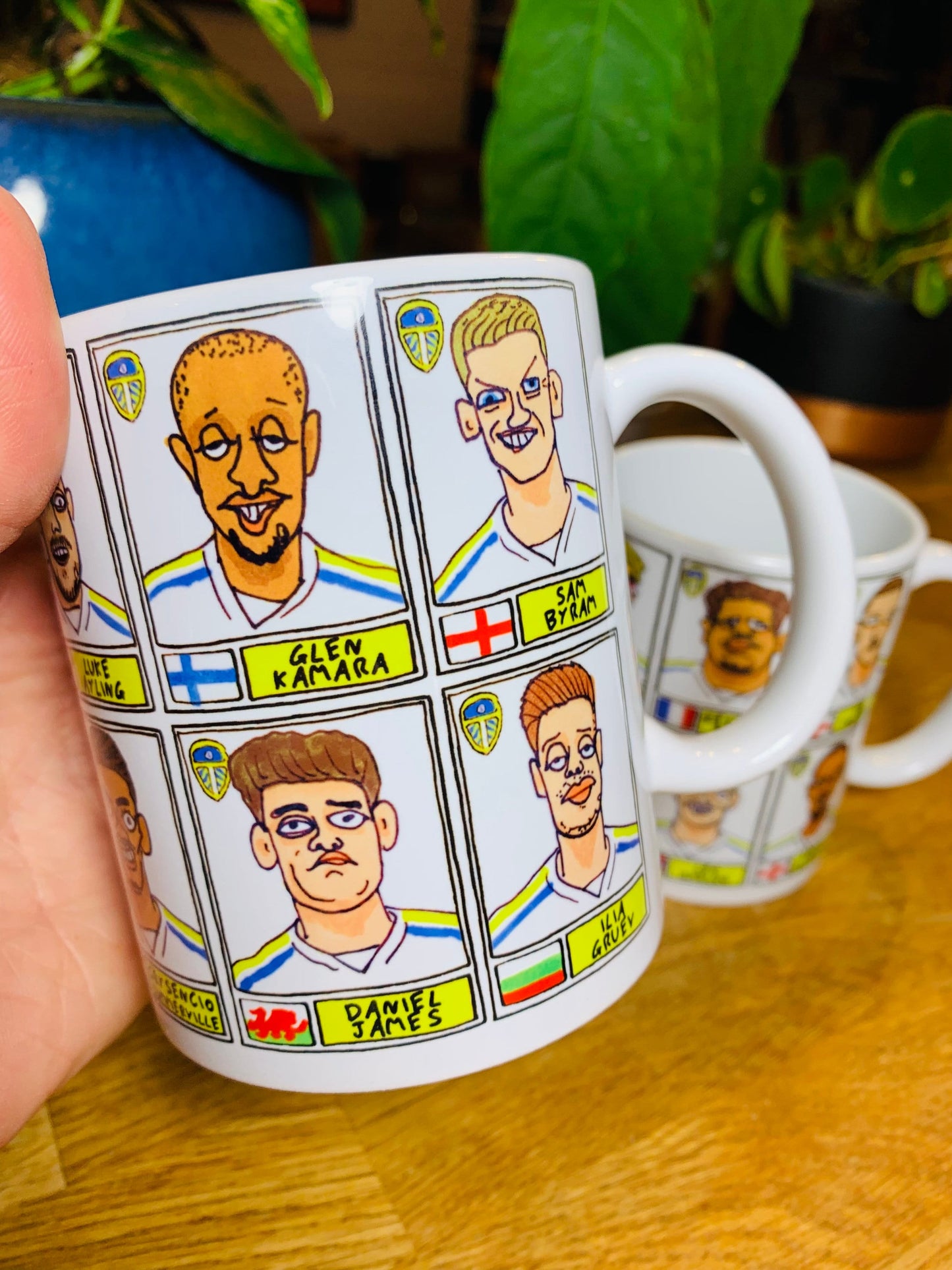 Leeds United Vol 3 No Score Draws Mug Set - Set of TWO 11oz Ceramic Mugs with Wonky Panini sticker-style LUFC 23/24 Farkeball Doodles