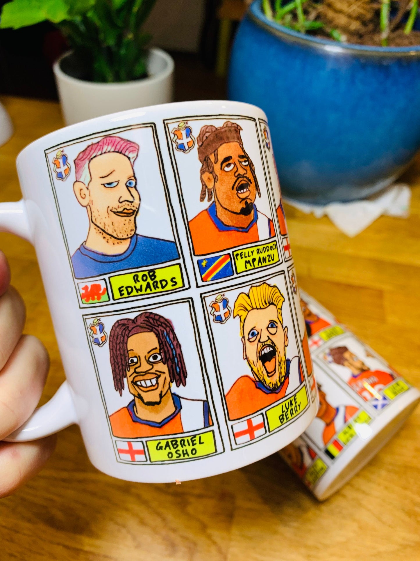 Luton Town Vol 3 No Score Draws Mug Set - Set of TWO 11oz Ceramic Mugs with Wonky Paninified Hatters Doodles of LTFC's 23/24 EPL Heroes