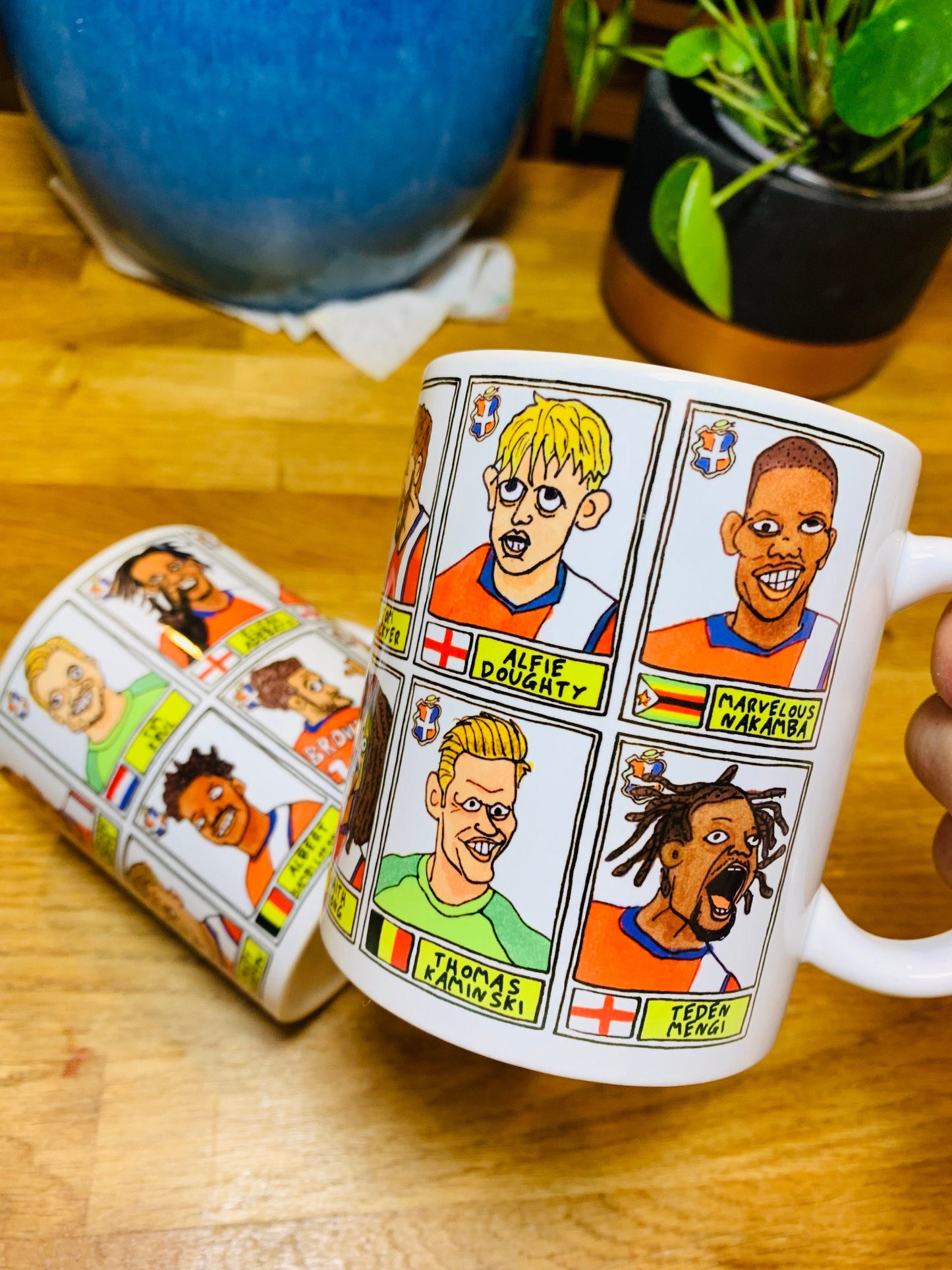 Luton Town Vol 3 No Score Draws Mug Set - Set of TWO 11oz Ceramic Mugs with Wonky Paninified Hatters Doodles of LTFC's 23/24 EPL Heroes