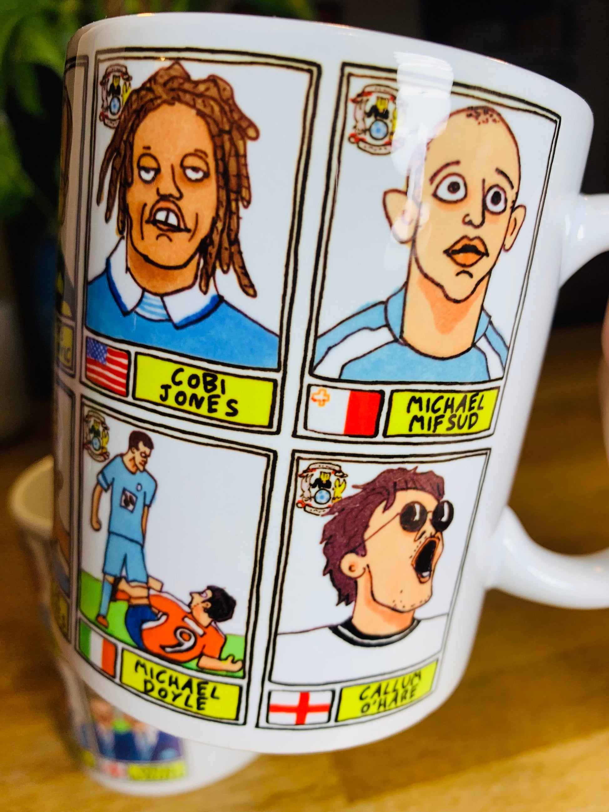 Coventry City No Score Draws Mug Set - Set of TWO 11oz Mugs with Wonky Panini-style No Score Draws Doodles of 24 CCFC icons - NEW for 2024!