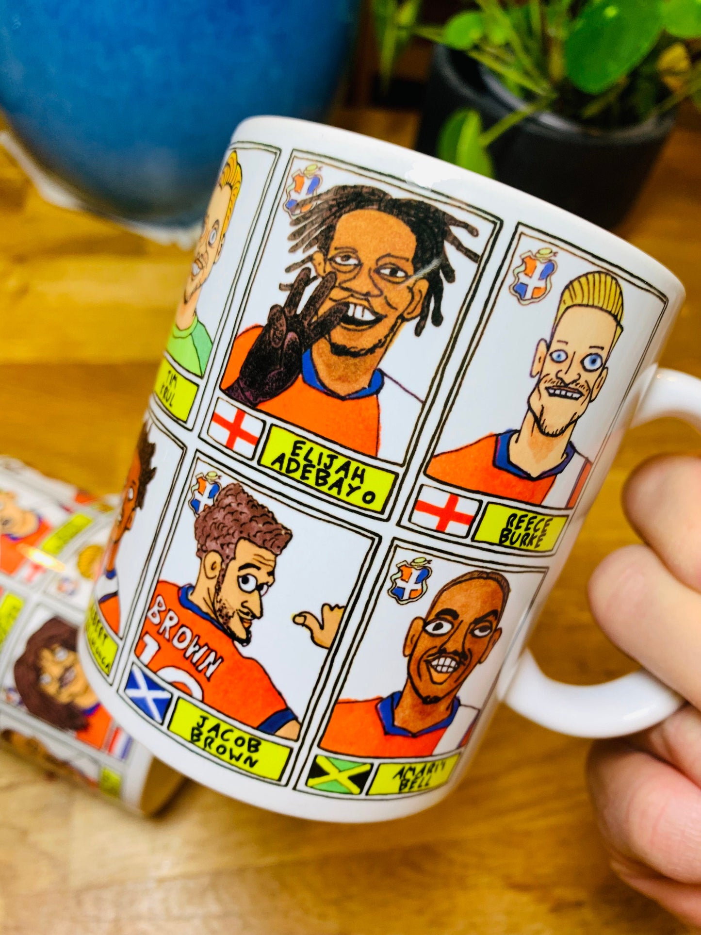 Luton Town Vol 3 No Score Draws Mug Set - Set of TWO 11oz Ceramic Mugs with Wonky Paninified Hatters Doodles of LTFC's 23/24 EPL Heroes