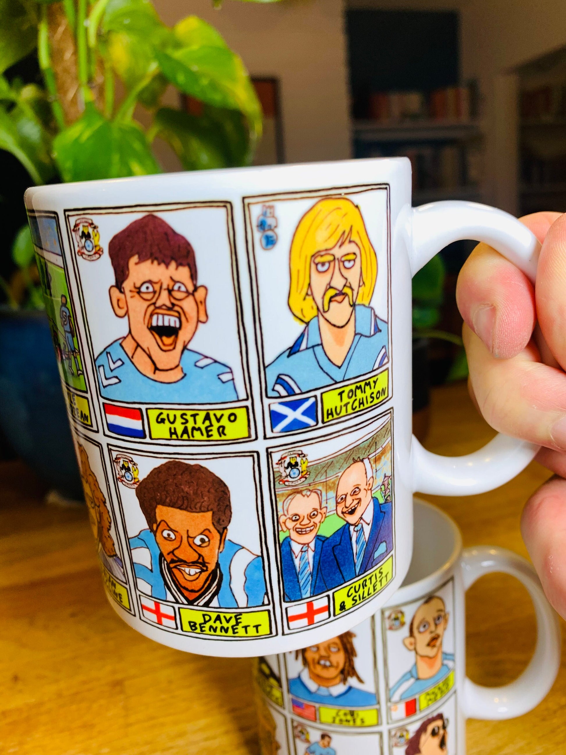 Coventry City No Score Draws Mug Set - Set of TWO 11oz Mugs with Wonky Panini-style No Score Draws Doodles of 24 CCFC icons - NEW for 2024!