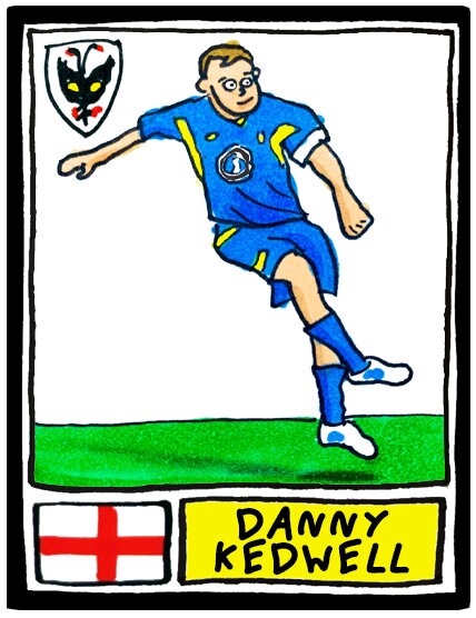 Wimbledon - No Score Draws Dons Edition - A3 print of 36 hand-drawn Panini-style Doodles of Wimbledon WFC/AFCW legends - Wonky football art