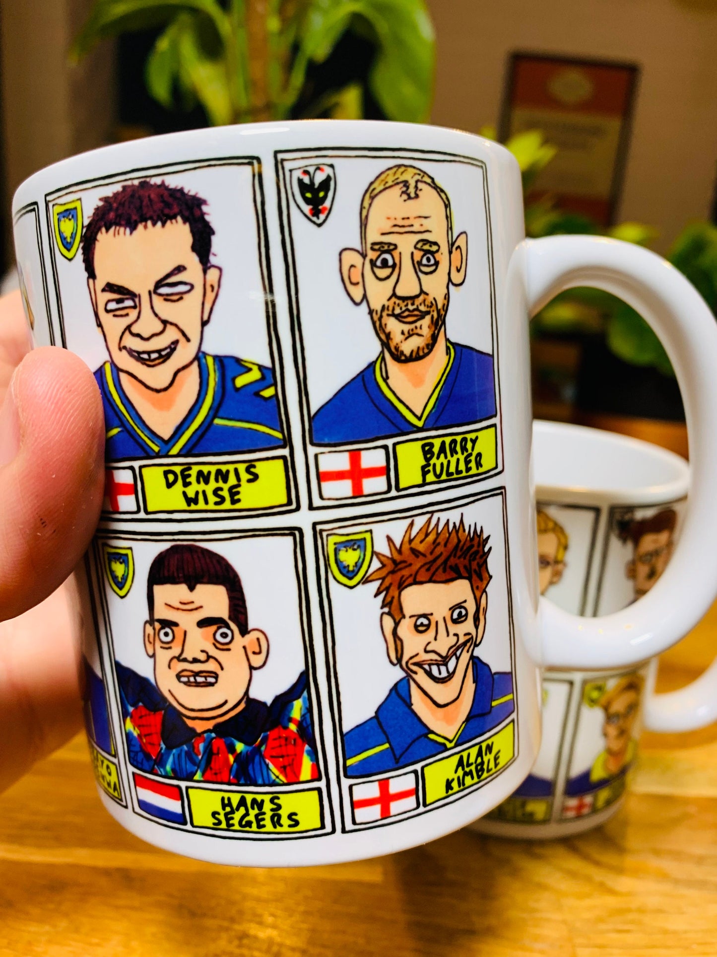 Wimbledon No Score Draws Mug Set - Set of TWO DIFFERENT 11oz Ceramic Mugs with Wonky Panini-style Wimbledon/AFCW No Score Draws Doodles