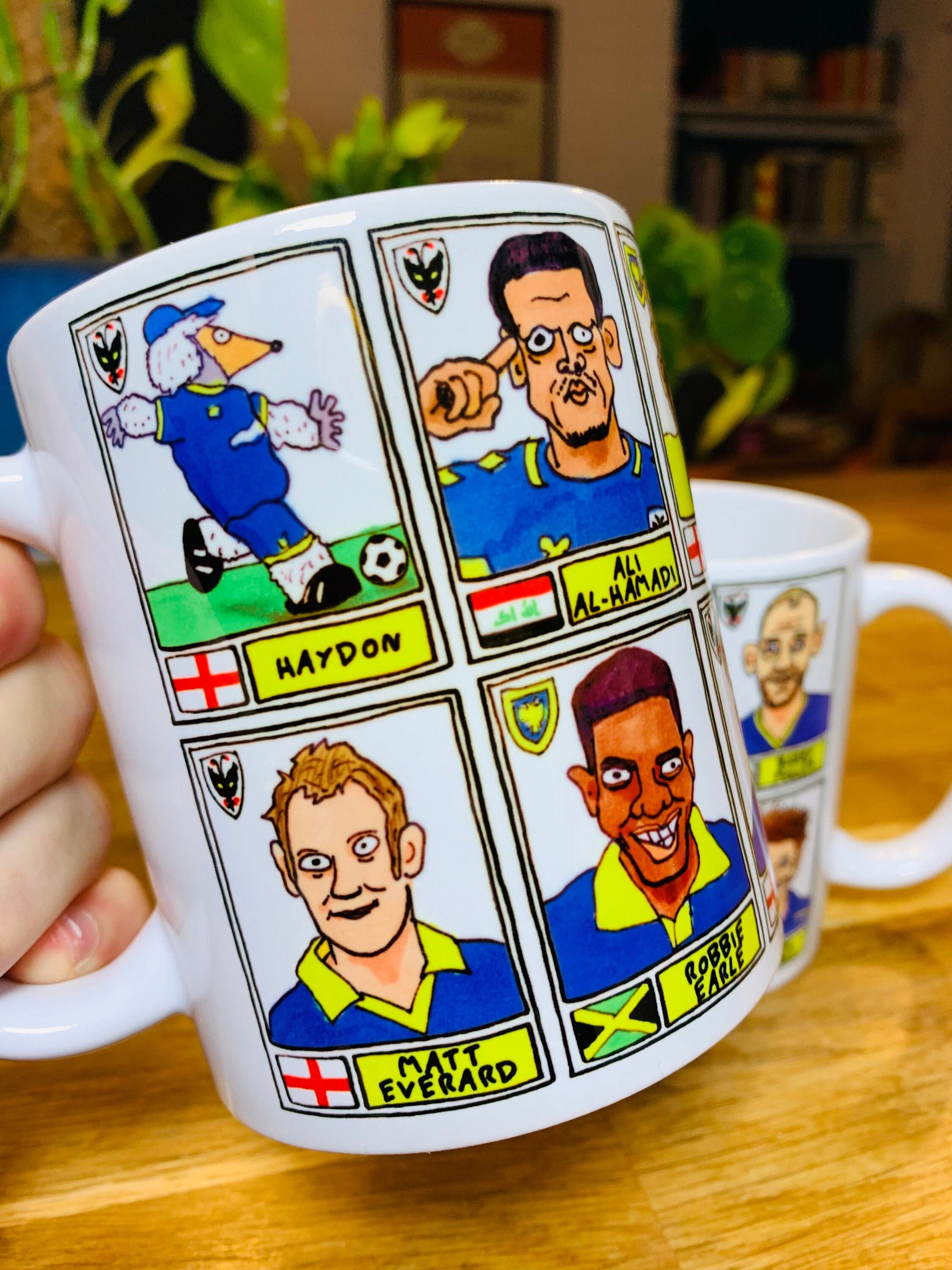 Wimbledon No Score Draws Mug Set - Set of TWO DIFFERENT 11oz Ceramic Mugs with Wonky Panini-style Wimbledon/AFCW No Score Draws Doodles