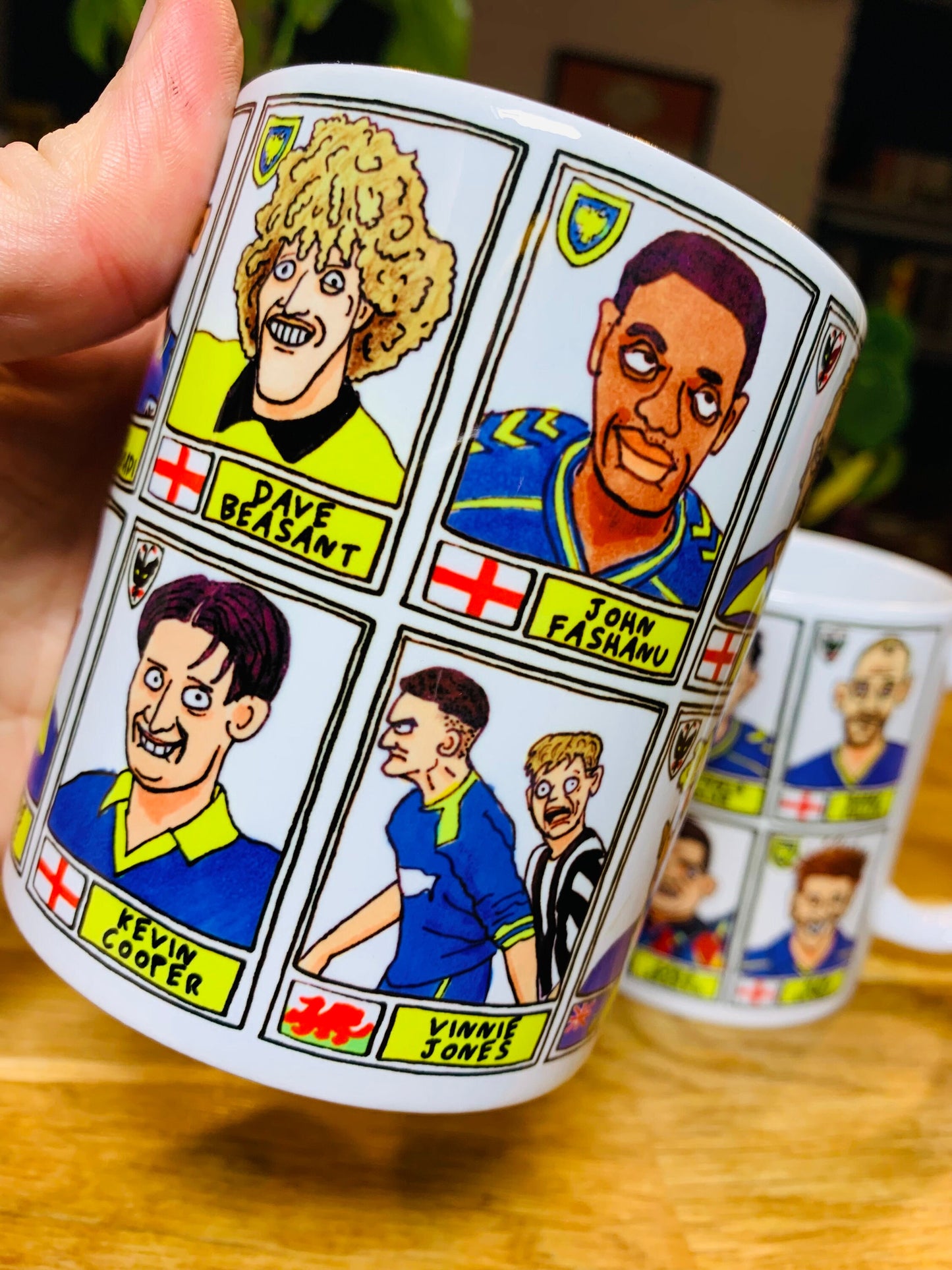 Wimbledon No Score Draws Mug Set - Set of TWO DIFFERENT 11oz Ceramic Mugs with Wonky Panini-style Wimbledon/AFCW No Score Draws Doodles